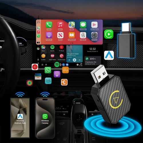 BEZPRZEWODOWY ADAPTER ANDROID AUTO CARPLAY 2 W 1 PLUG AND PLAY MINI na Arena.pl