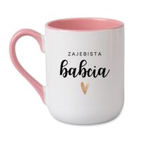 KUBEK "ZAJEBISTA BABCIA" Wzór - Elegant Coffee Różowy 330 ml