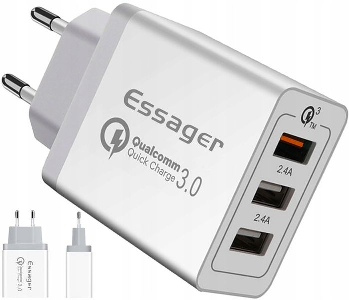 Szybka ładowarka sieciowa zasilacz 3x USB 30W QC3 zdjęcie 1