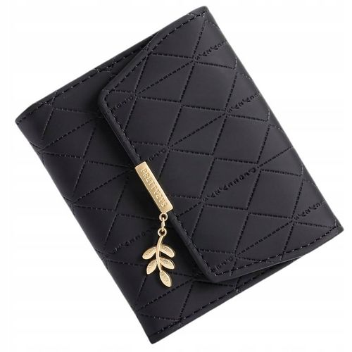 PORTFEL Damski CZARNY Mały Elegancki na Monety Karty Gotówkę Zdjęcie na Arena.pl