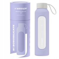 Motywacyjna szklana butelka na wodę 0,5 l Wessper B1 BOROSILICATE Lavender