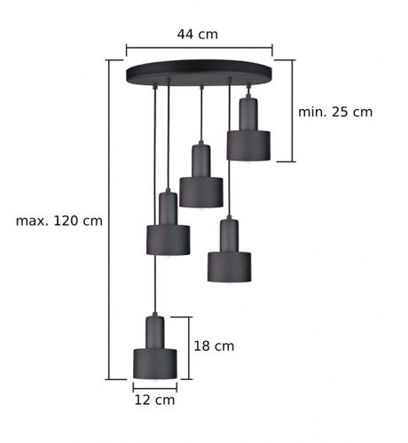 Lampa wisząca 5xE27 LUCE BLACK na Arena.pl