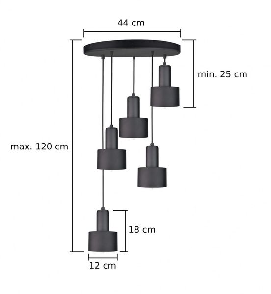 Lampa wisząca 5xE27 LUCE BLACK zdjęcie 4