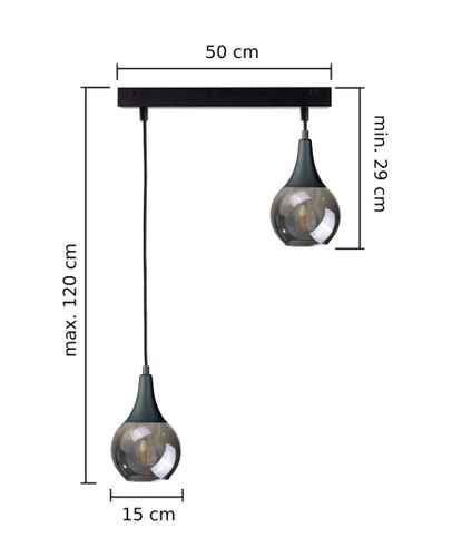 Lampa wisząca 2xE27 LACRIMA SMOKY BLACK na Arena.pl