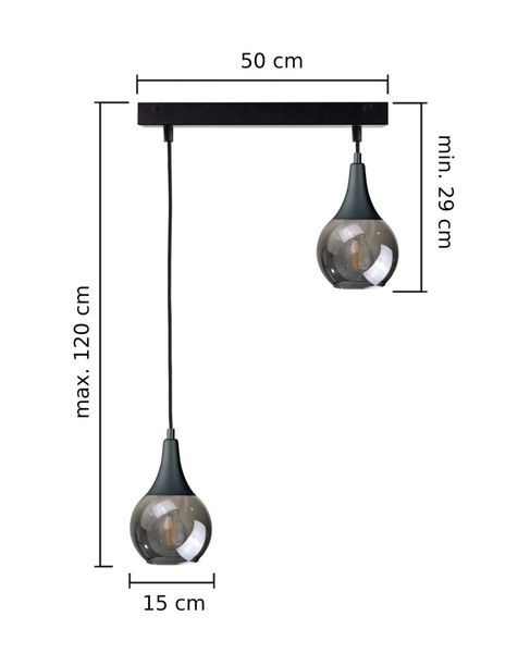 Lampa wisząca 2xE27 LACRIMA SMOKY BLACK zdjęcie 2