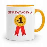 Dla Sprzątaczki Kubek Żółty Na Prezent Urodziny Z Nadrukiem Ze Zdjęciem
