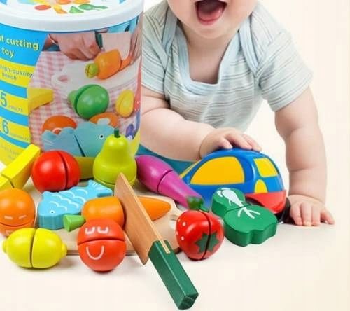 DREWNIANE OWOCE WARZYWA NA RZEPY DO KROJENIA NOŻYK na Arena.pl