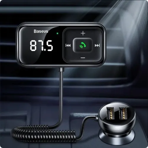 BASEUS TRANSMITER FM BLUETOOTH ŁADOWARKA SAMOCHODOWA 2x USB AUX SD 2.1A na Arena.pl
