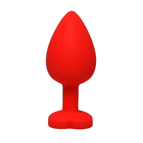 red small heart-shaped butt plug with white crystal na Arena.pl