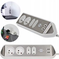 LISTWA NAROŻNA GNIAZDO MEBLOWE BIURKOWE USB 3,1A GNIAZDKO NAROŻNE 4 GNIAZDA