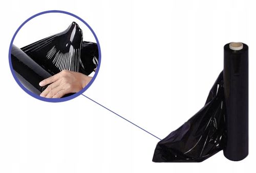 FOLIA STRETCH 3KG CZARNA KRYJĄCA MOCNA MINI TULEJA 2,6kg netto na Arena.pl