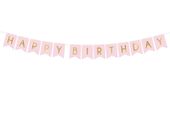 Baner Happy Birthday jasny różowy urodziny dziewczynki