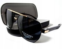 OKULARY POLARYZACYJNE MĘSKIE METALOWE PILOTKI FILTR UV 400 ETUI POLARZONE