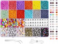 2 x ZESTAW DO ROBIENIA BRANSOLETEK DIY KORALIKI Z LITERAMI A-Z 12600x SZNUR
