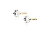 OKRĄGŁE POZŁACANE KOLCZYKI WKRĘTKI BIAŁE CYRKONIE