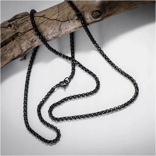 Łańcuszek damski oczkowy splot Ankier czarny zdjęcie 2