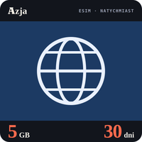 Karta eSIM Internet Azja 5 GB na 30 dni - bez rejestracji