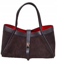 CZEKOLADOWA Skórzana Zamszowa Torebka Włoska SKÓRA NATURALNA Vera Pelle