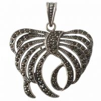 SREBRNY WISIOR LIŚĆ Z MARKAZYTAMI SREBRO PRÓBY 925