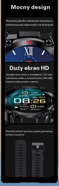 Smartwatch GRAVITY GT8-2 CZARNY Męski BRANSOLETA TĘTNO KALORIE SEN ROZMOWY zdjęcie 13