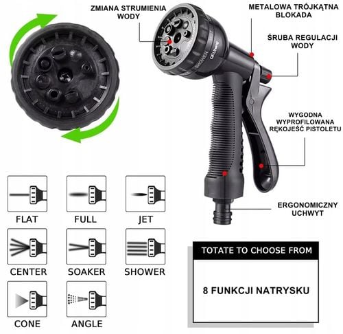 WĄŻ OGRODOWY ROZCIĄGLIWY 30M ZESTAW PISTOLET + PRZYŁĄCZE 1/2-3/4 + na Arena.pl