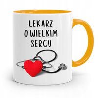Kubek Żółty Dla Doktora Lekarz O Wielkim Sercu Z Nadrukiem Ze Zdjęciem