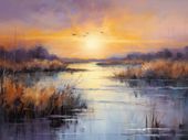 Plakat 80x60cm Zachód na Mokradłach