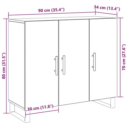 Bufet Czarny dąb 90 x 34 x 80 cm Materiał drewnopochodny na Arena.pl