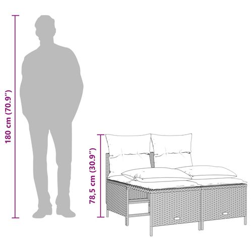4-cz. zestaw wypoczynkowy do ogrodu, poduszki, czarny rattan PE na Arena.pl