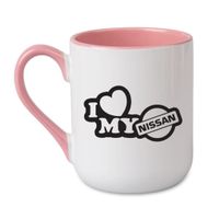 KUBEK „I ♥ MY NISSAN” Wzór - Elegant Coffee Różowy 330 ml