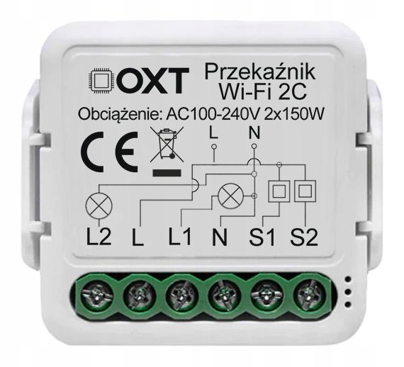 OXT Mini Przekaźnik 2 Obwody WiFi TUYA 2x5A zdjęcie 1