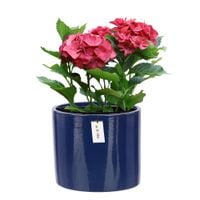 Doniczka osłonka ceramiczna Ø 13,5cm H 12,5cm kolor Granatowy połysk