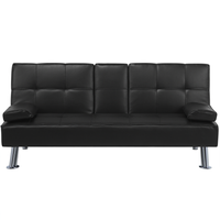 Sofa rozkładana ekoskóra czarna ROXEN