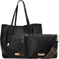 Torba Damska Duży Worek Shopper Torebka Monnari + Listonoszka Czarna Ramię