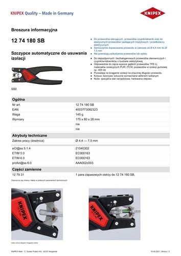 automatyczne szczypce do ściągania izolacji - kn 12 74 180 na Arena.pl