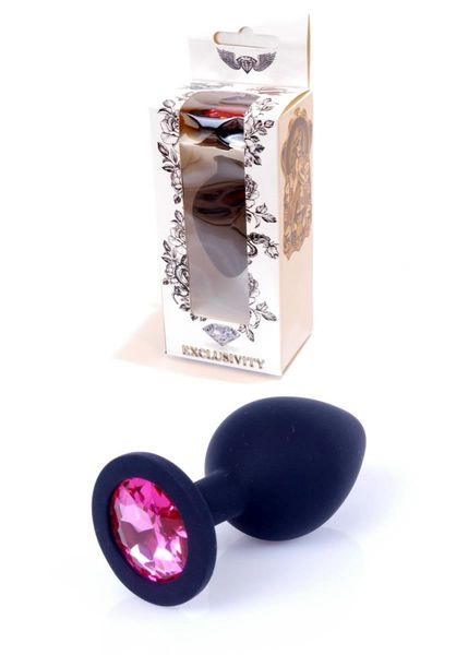 Plug-Jewellery Black Silicon Plug Medium- Pink Diamond zdjęcie 4
