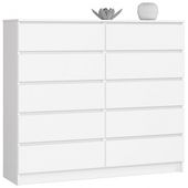 Komoda do sypialni, STILO, 10 szuflad, 140x40x121 cm, biel | TYLETEGOTU