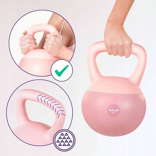 Kettlebell Odważnik Hantla Ciężar Do Ćwiczeń Fitness Różowy 8 kg DrFit na Arena.pl
