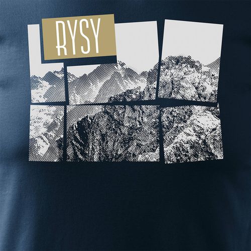 Koszulka z górami w góry turystyczna z Tatrami Tatry Rysy Rysami trekkingowa męska granatowa REGULAR L na Arena.pl