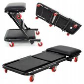 Leżak Warsztatowy Kółka Siedzisko Składane Leżanka 2w1 360° Kraft&Dele