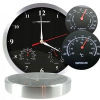 Zegar Ścienny Czarny Wilhotnościomierz Termometr 3W1 Esperanza Ehc008K