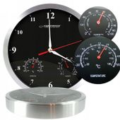 Zegar Ścienny Czarny Wilhotnościomierz Termometr 3W1 Esperanza Ehc008K