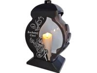 CIOCIA CIOCI ZNICZ LAMPION NA GRÓB OB CZARNY+ŚWIECA LED BIAŁA