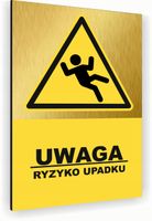 Tabliczka znak informacyjny 30x20 Złota RYZYKO UPADKU Aluminiowa