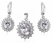 Eegancki rodowany srebrny komplet białe cyrkonie karmazycja srebro 925 Z0685EZ_W