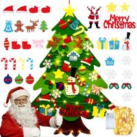 CHOINKA FILCOWA NA RZEPY Z OZDOBAMI DLA DZIECI ŚWIATEŁKA 50 LED NA ŚCIANĘ