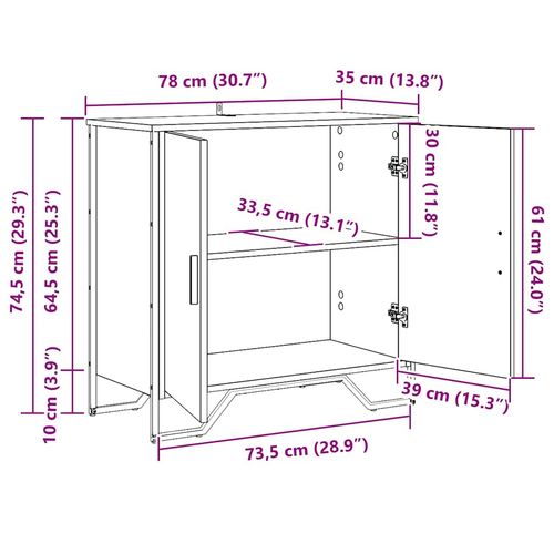 Bufet dąb artisan 78 x 35.5 x 74.5 cm Materiał drewnopochodny na Arena.pl