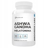 ASHWAGANDHA + MELATONINA 5mg na Układ Nerwowy Sen Spokój 90t