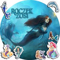 OPŁATEK NA TORT 20CM - SYRENKA SYRENKI + IMIĘ + ! 15CM 18CM