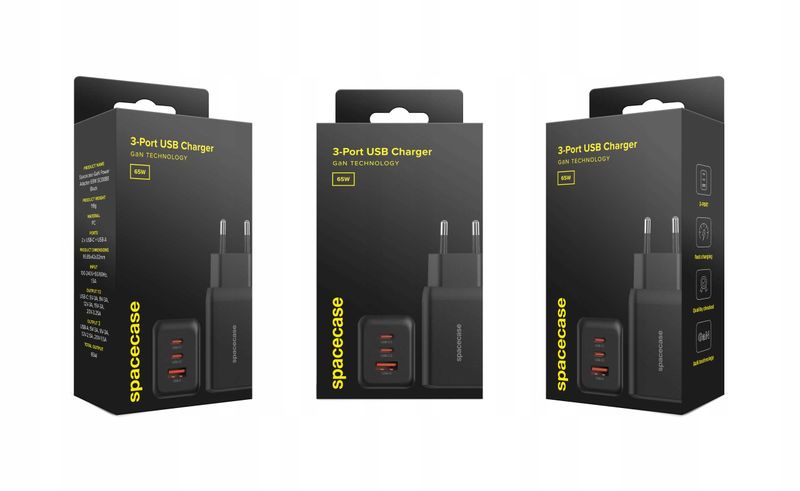 Spacecase Usb Charger 65W Gan Sc008B Black zdjęcie 16
